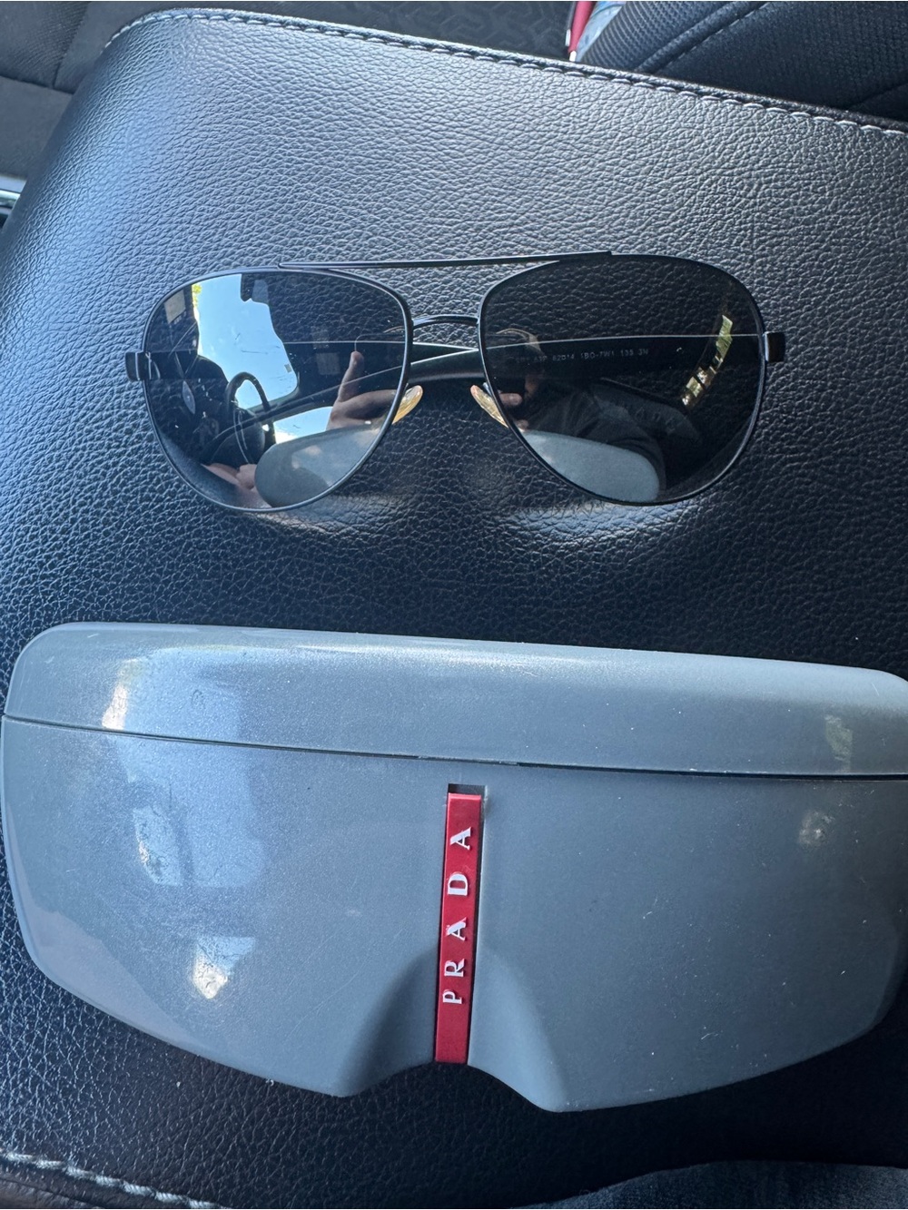Prada Linea Rossa Black Lens Aviator Sunglasses with Silver Frame